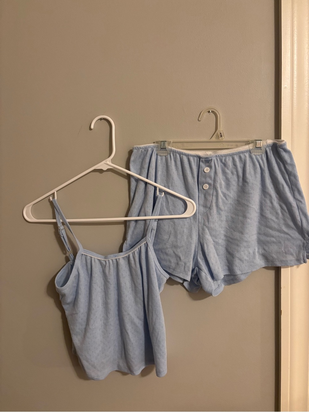 Light Blue Women's Two-Piece Pajama Set - Camisole & Shorts